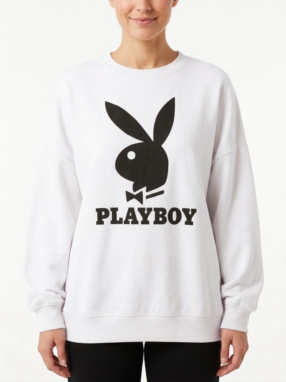 Playboy by PacSun Big Classic Crewneck Sweatshirt White Black Logo M